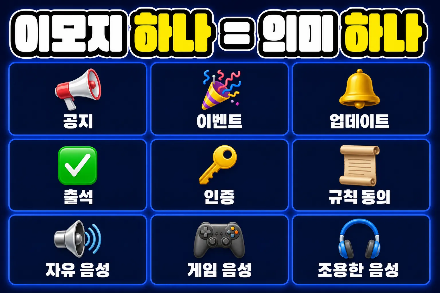 디스코드 채널 이모지 하나에 의미 하나 - 공지·이벤트·출석·음성 채널 예시